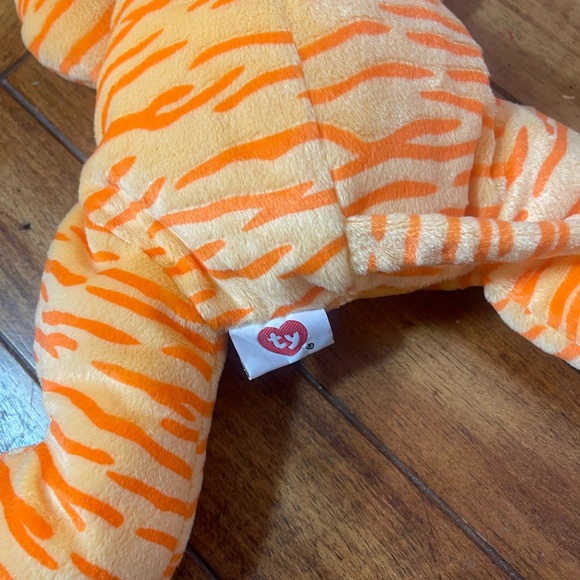 TY PILLOW PAL PURR 15" Plush Orange TIGER STRIPE CAT for BABIES Super Soft 1996 - Picture 5 of 6
